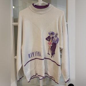 Bugatchi French Riviera Sweater Coastal Luxury Pullover Nautical Resort Knit VTG